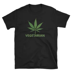 Pot Leaf Vegetarian T-shirt Black 100% Cotton Marijuana T-Shirt for Men