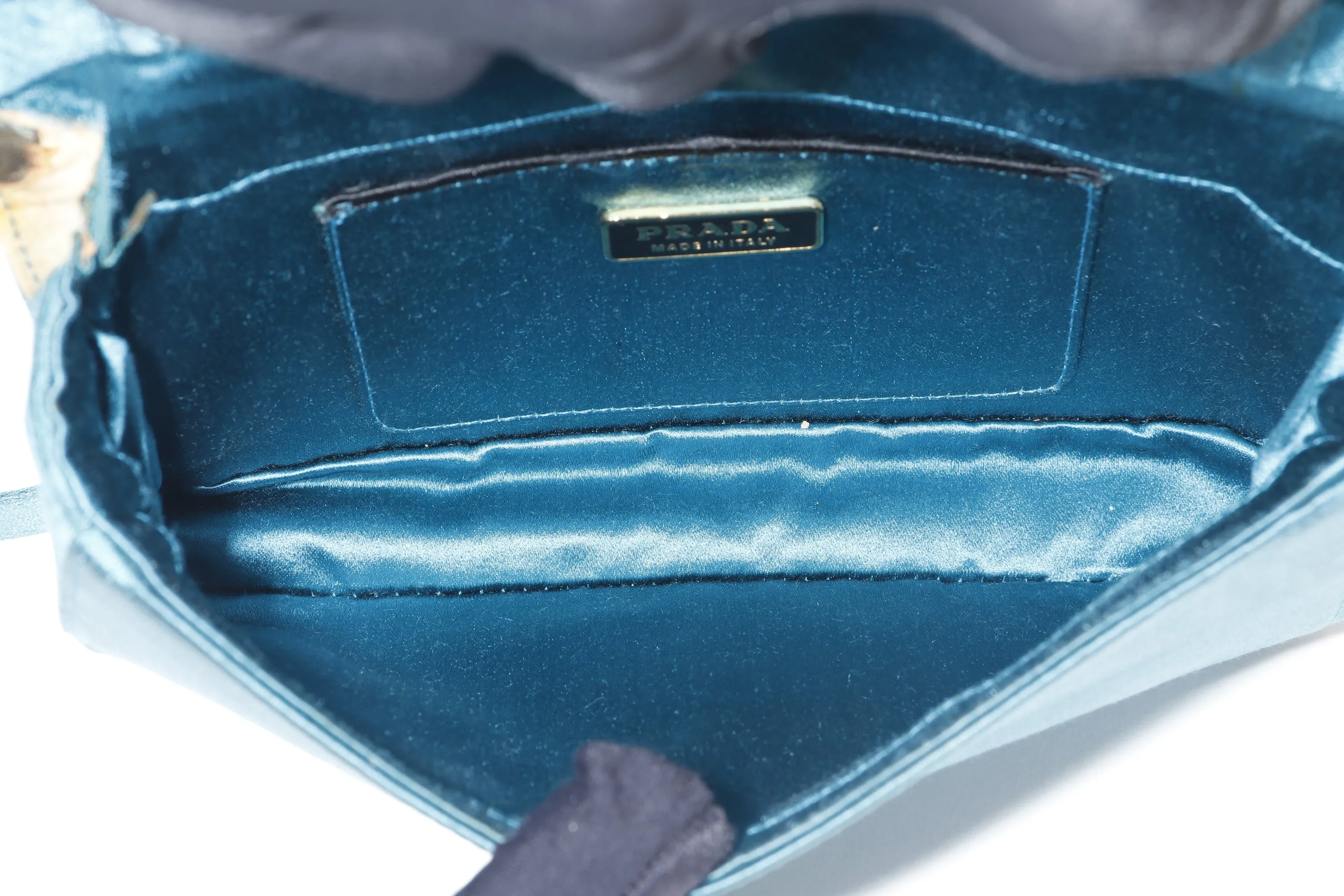 PRADA BP0180 CLUTCH TURQUOISE RASO STONES, WITH CARD & DUST COVER