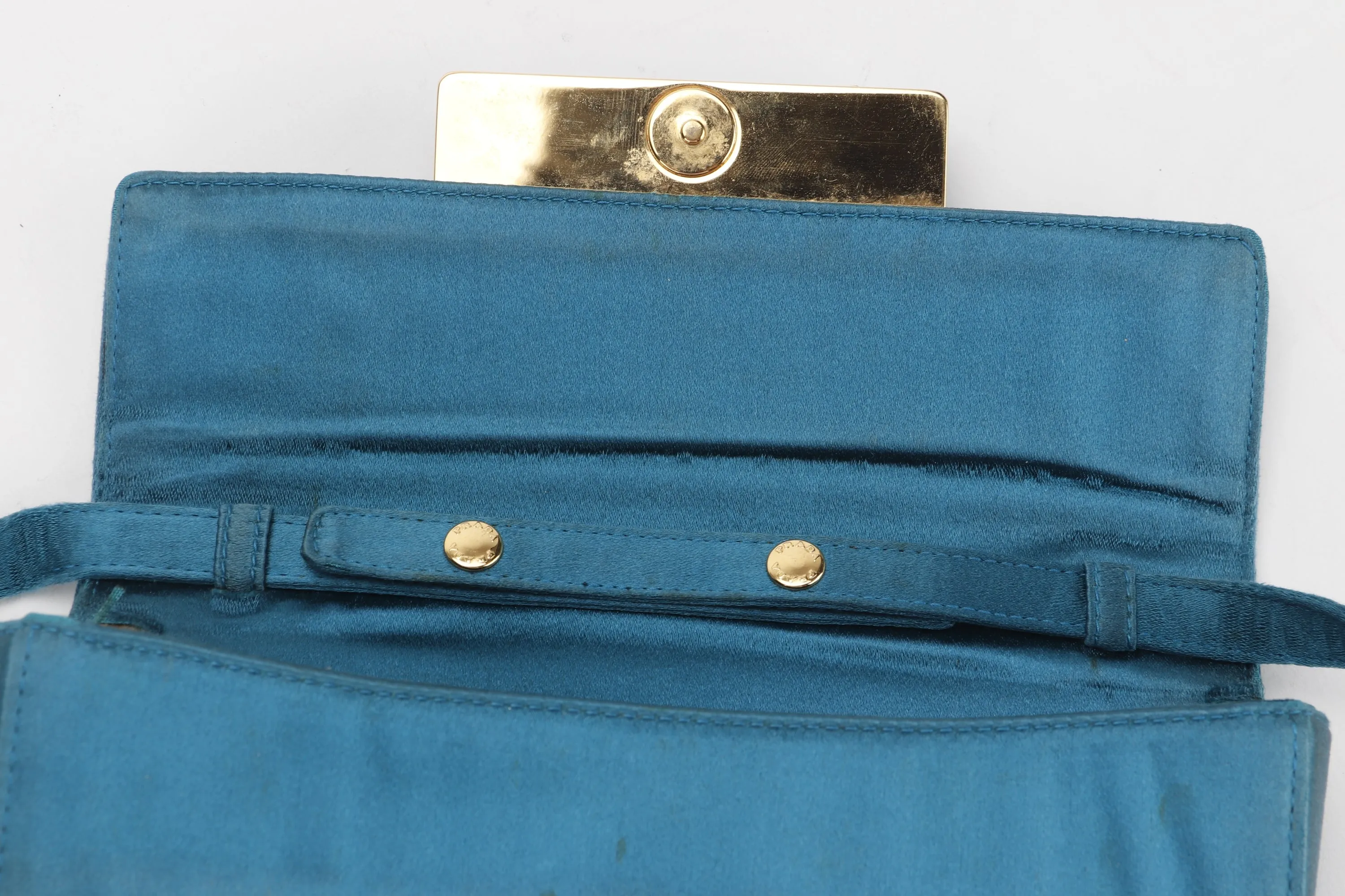 PRADA BP0180 CLUTCH TURQUOISE RASO STONES, WITH CARD & DUST COVER