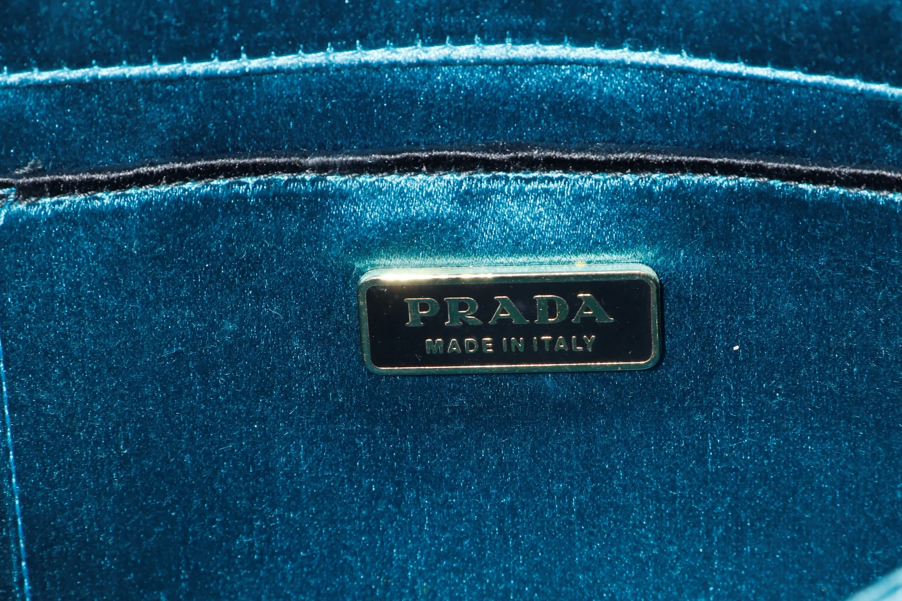 PRADA BP0180 CLUTCH TURQUOISE RASO STONES, WITH CARD & DUST COVER
