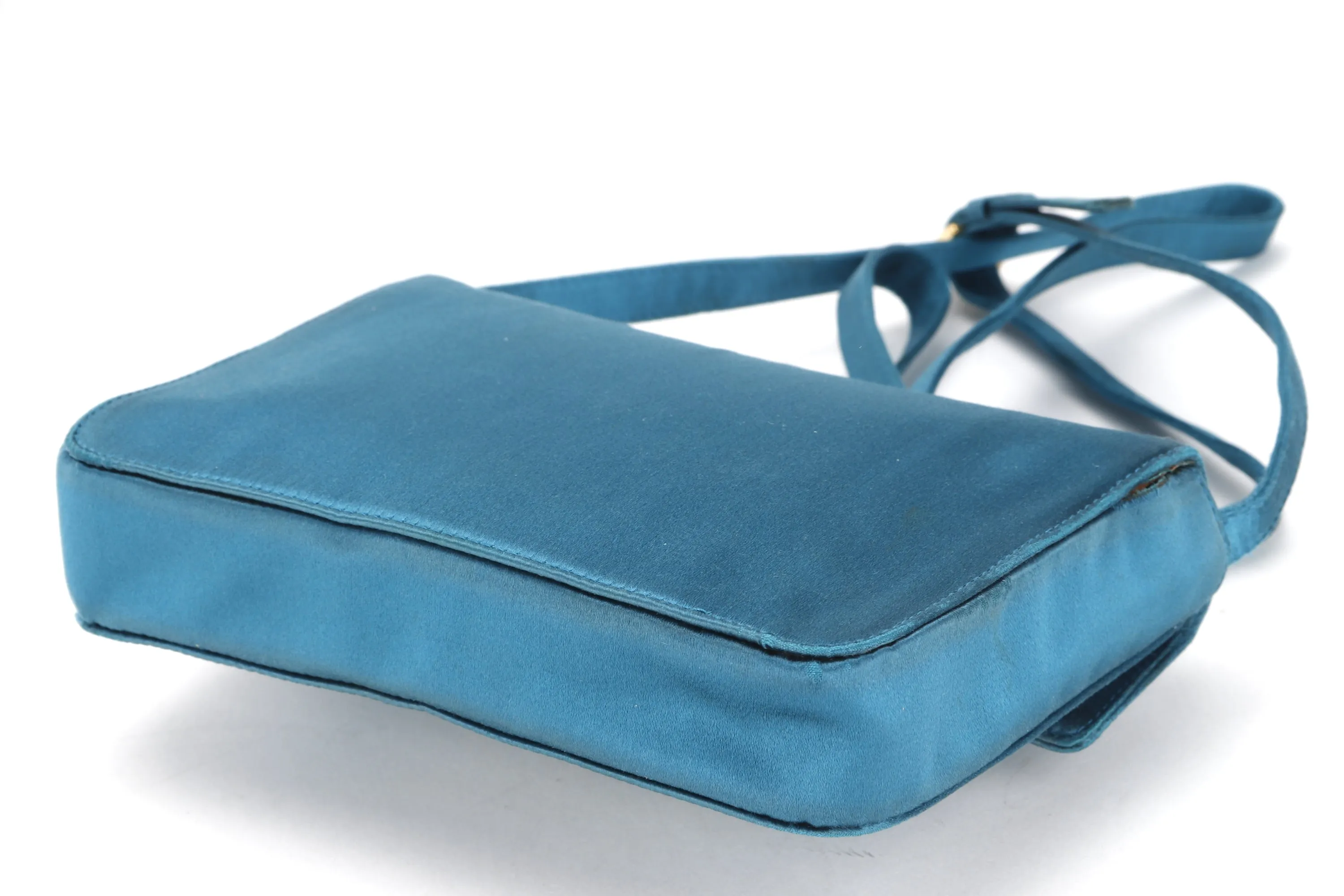 PRADA BP0180 CLUTCH TURQUOISE RASO STONES, WITH CARD & DUST COVER