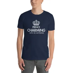 Prince Charming With His Boyfriend T Shirt Navy Gay Couple T Shirt