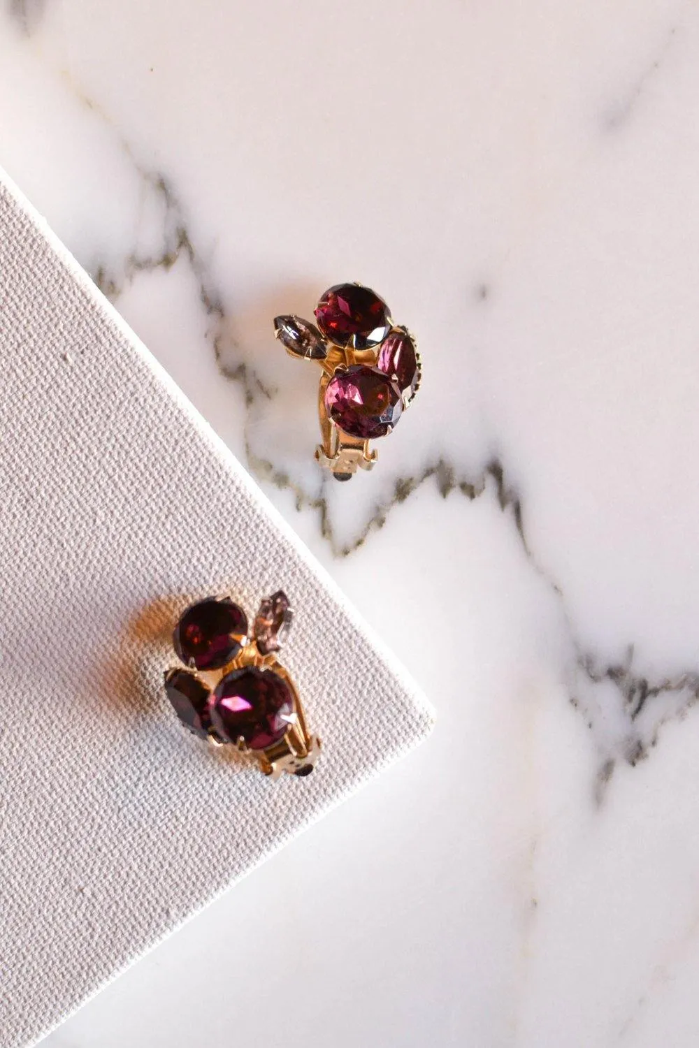 Purple Rhinestone Ear Crawler Earrings