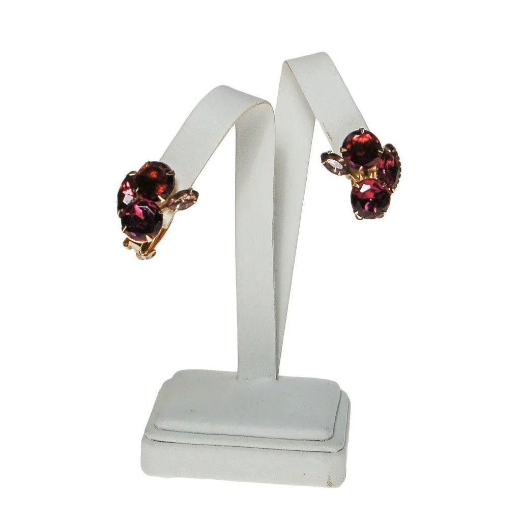 Purple Rhinestone Ear Crawler Earrings