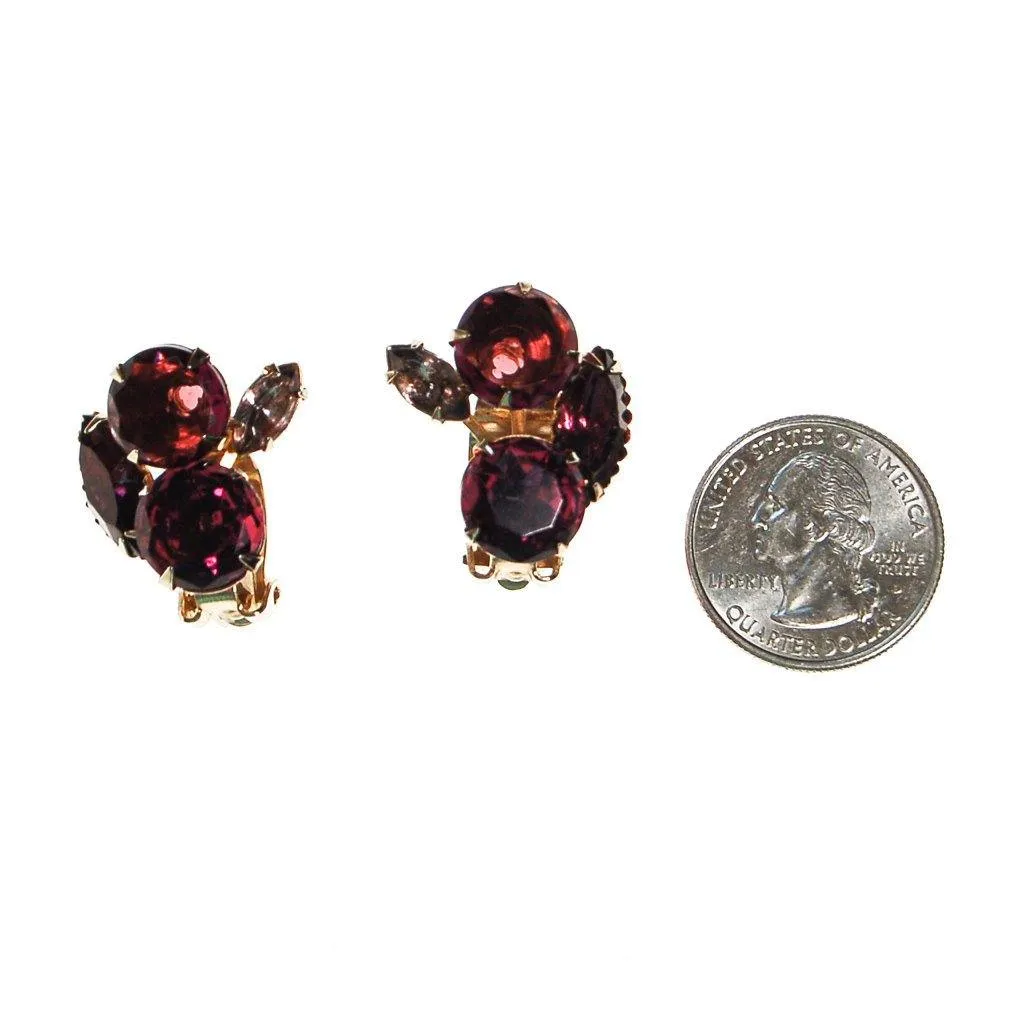 Purple Rhinestone Ear Crawler Earrings