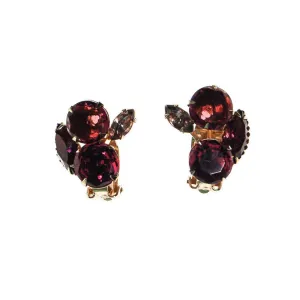 Purple Rhinestone Ear Crawler Earrings
