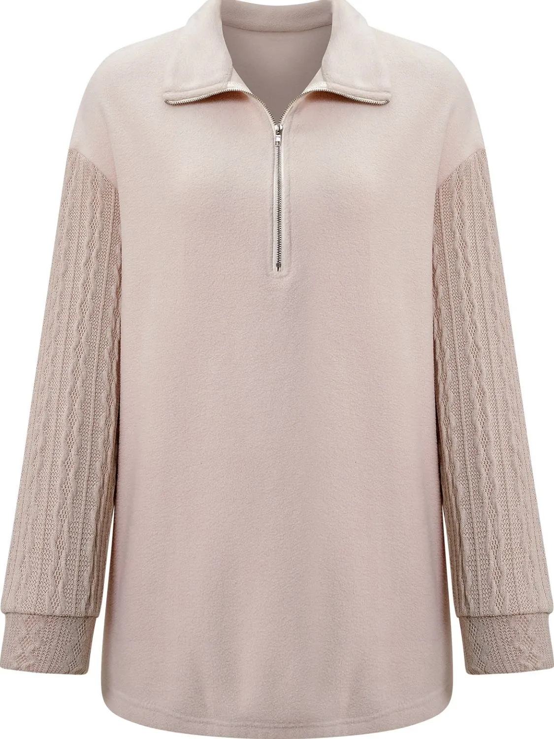 Quarter Zip Dropped Shoulder Spliced Sweatshirt-Online Exclusive