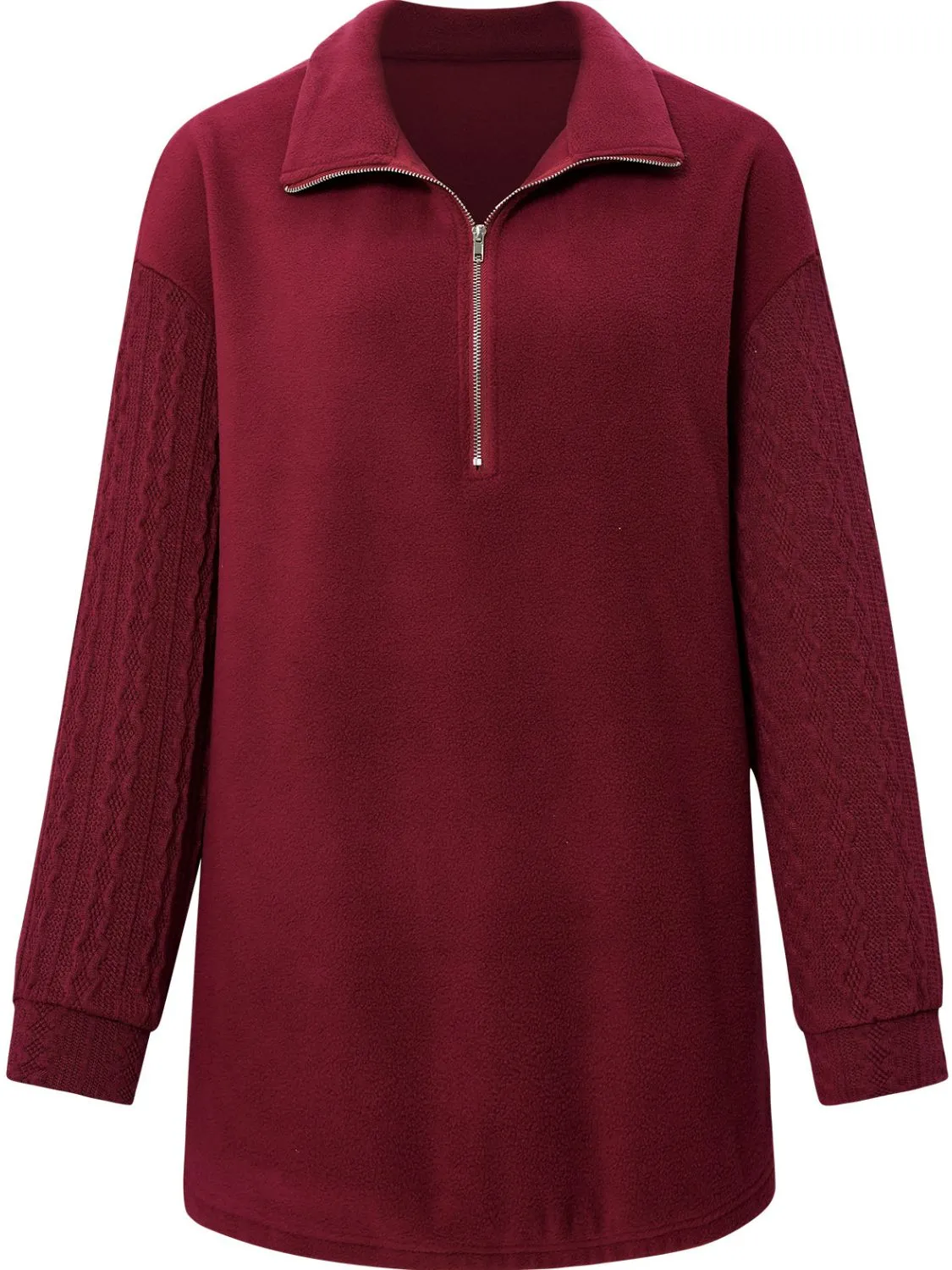 Quarter Zip Dropped Shoulder Spliced Sweatshirt-Online Exclusive
