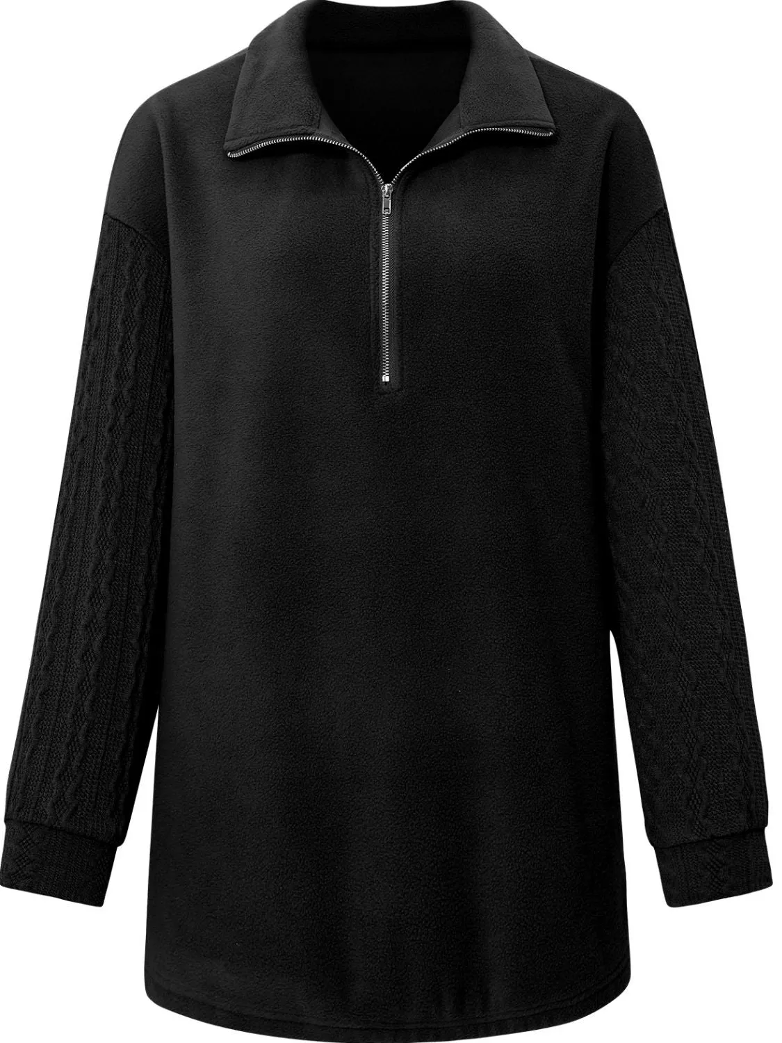 Quarter Zip Dropped Shoulder Spliced Sweatshirt-Online Exclusive