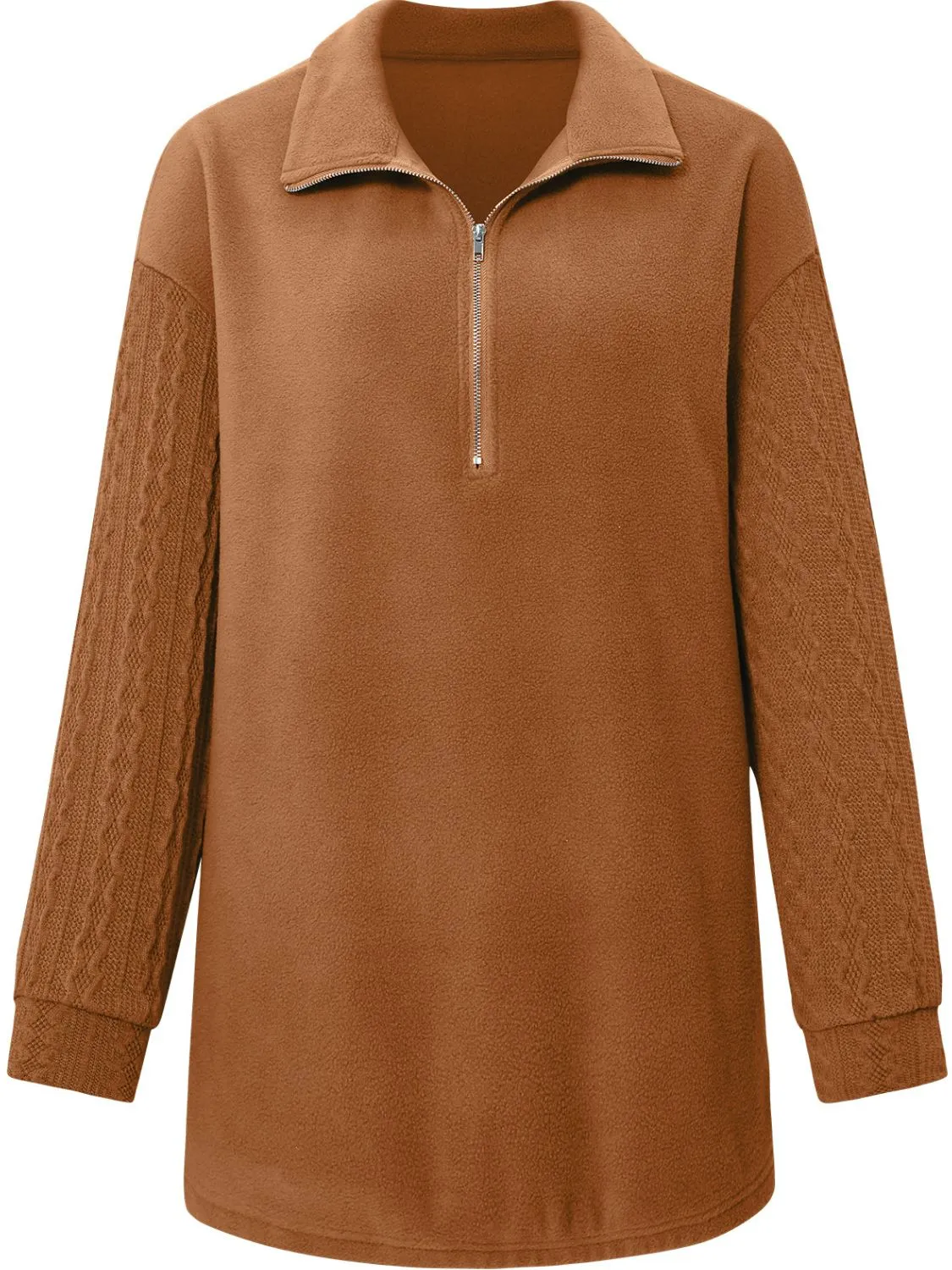 Quarter Zip Dropped Shoulder Spliced Sweatshirt-Online Exclusive