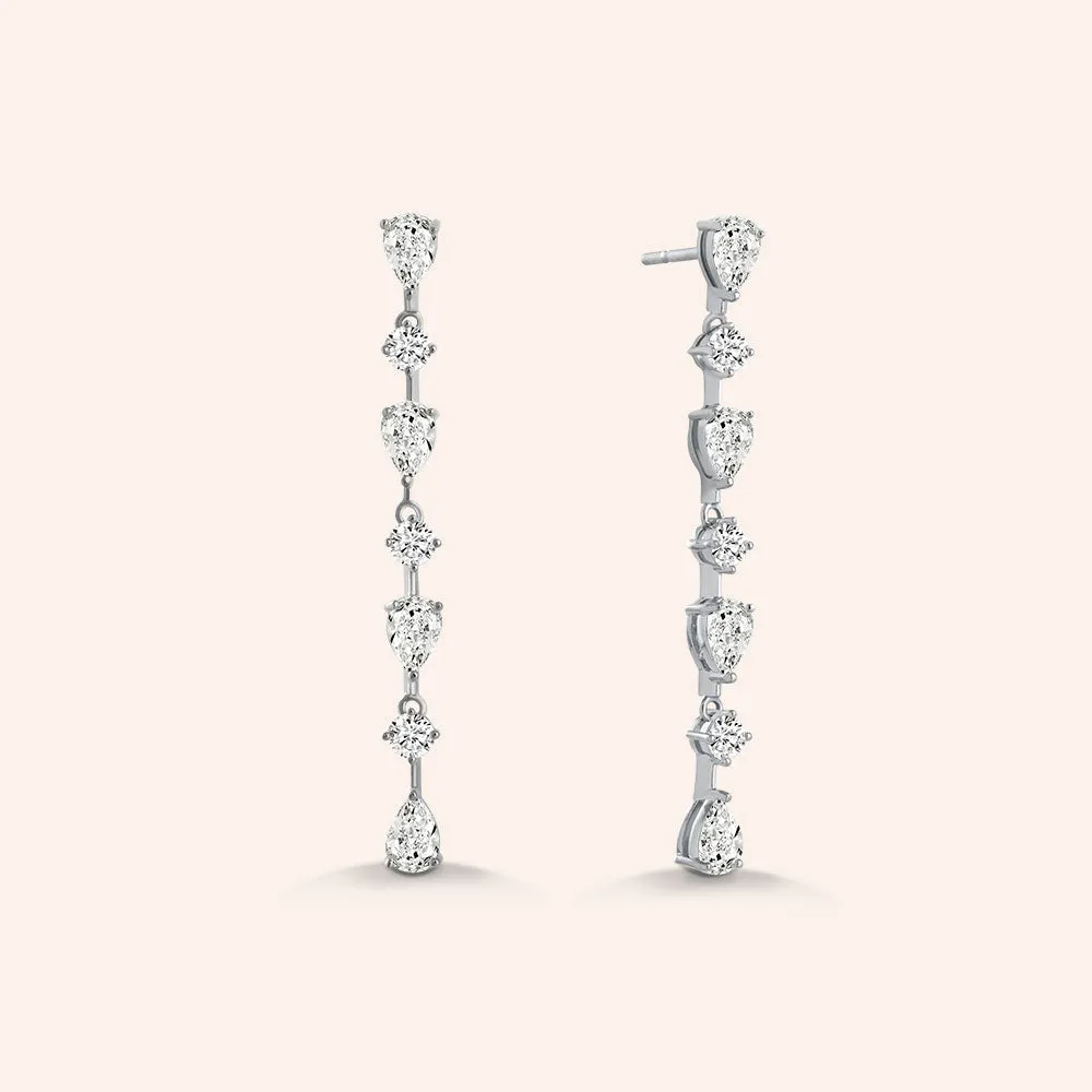 "Crowd Stunners" 4.6CTW Oval & Round Cut Linear Drop Earrings