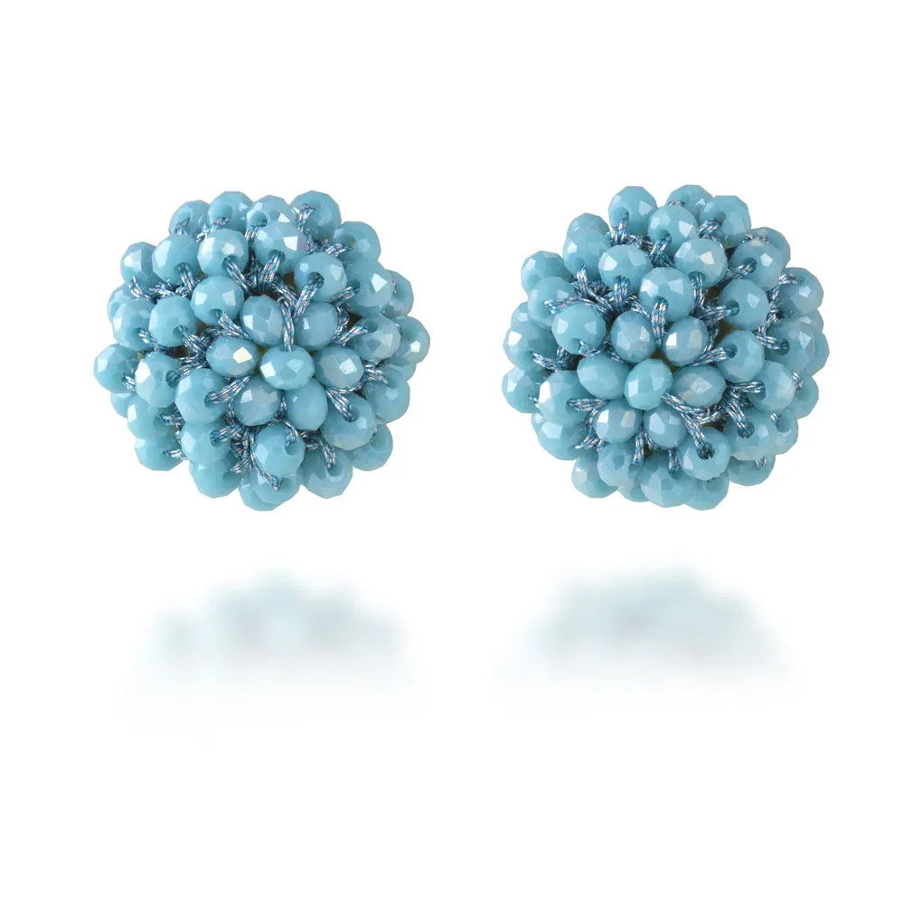 "Full Bloom" Handcrafted Crochet Faceted Beaded Crystal Post Earrings