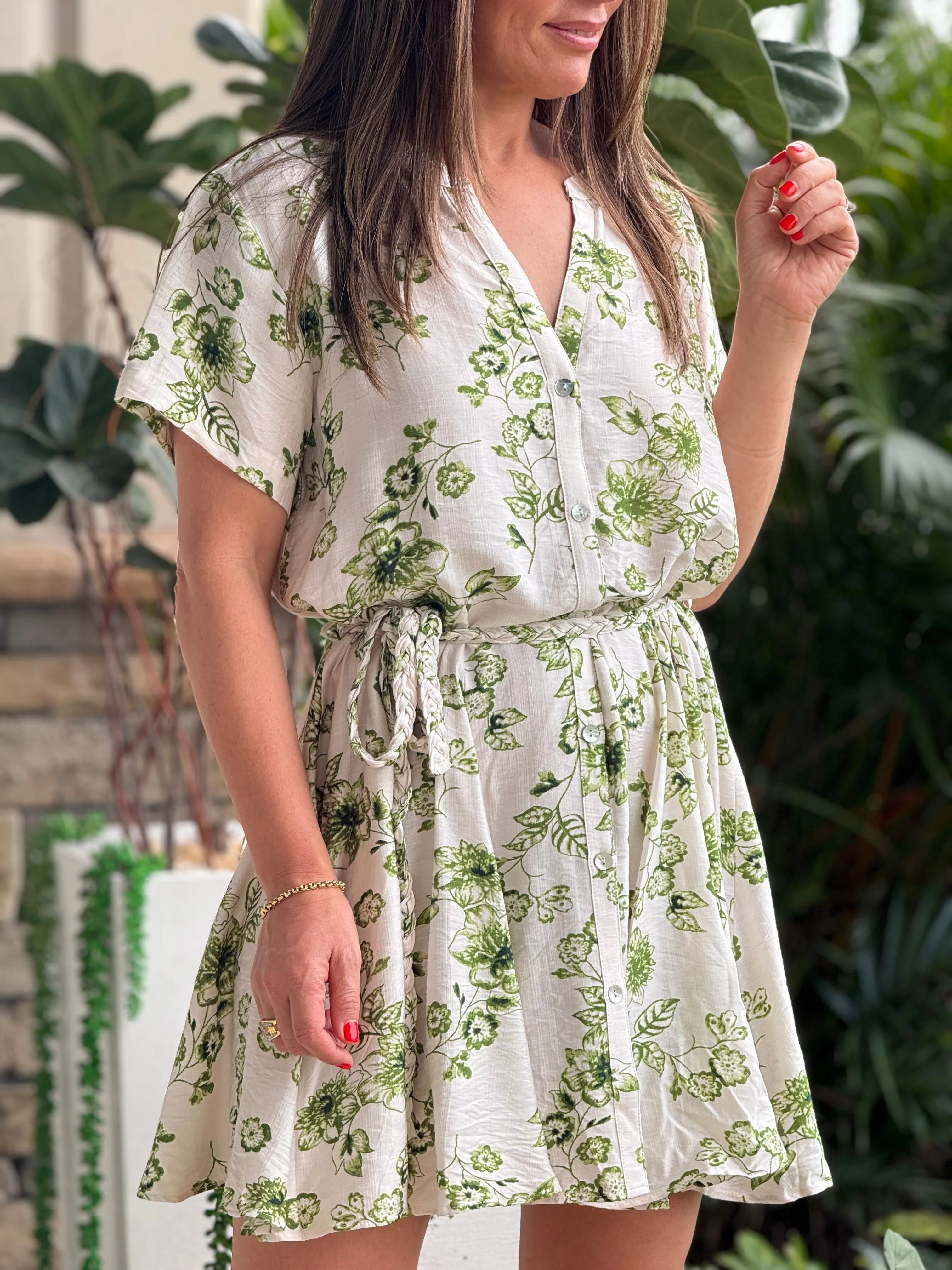 "Lily" Short Sleeve Button Up Mini Dress