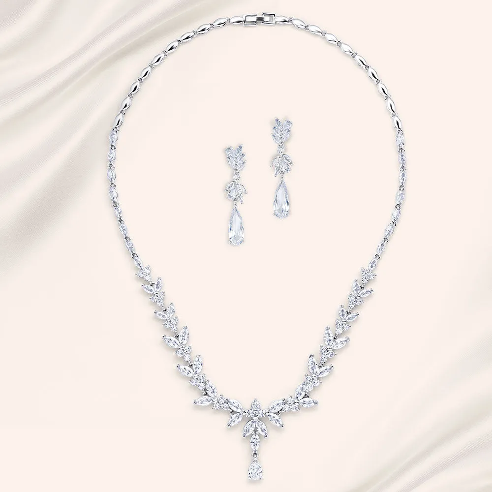 "Royal Foliage" 50CTW Mixed-cuts Statement Necklace and Earrings Set