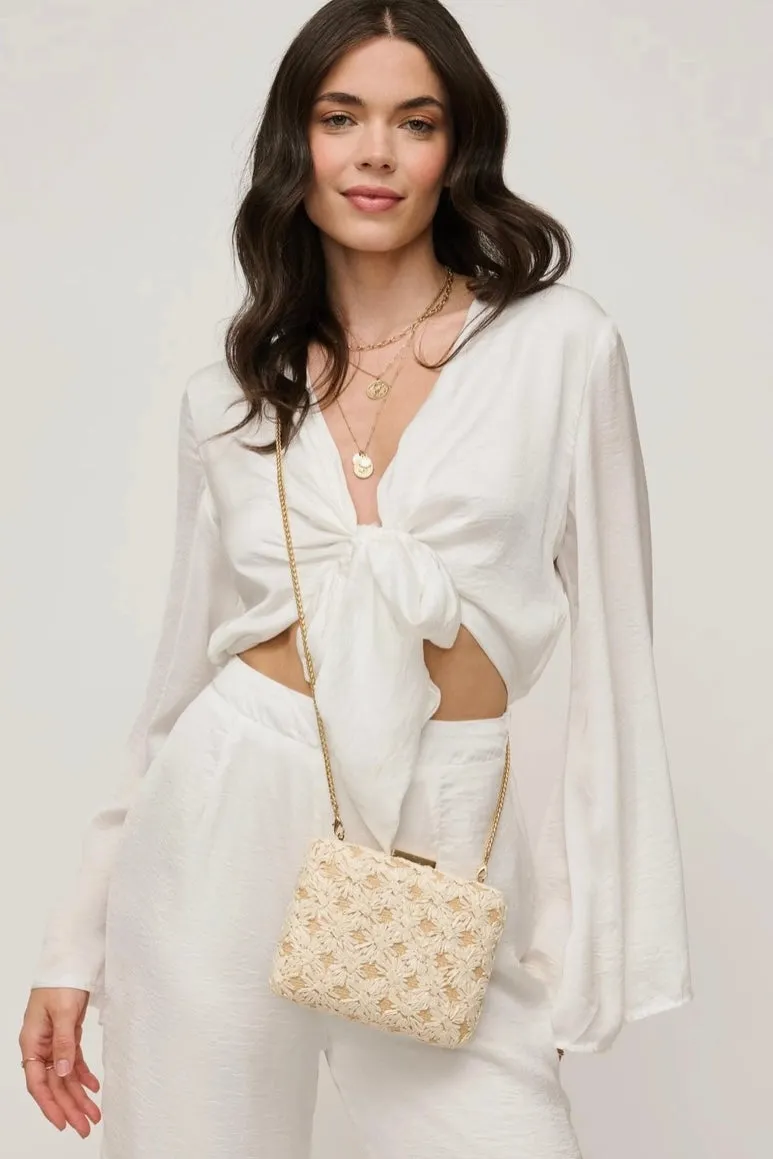 Rafia Floral Clutch (Ivory or Green)