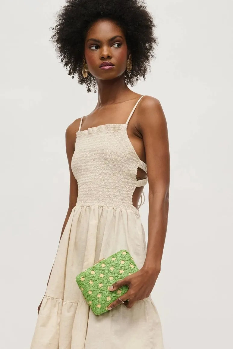 Rafia Floral Clutch (Ivory or Green)