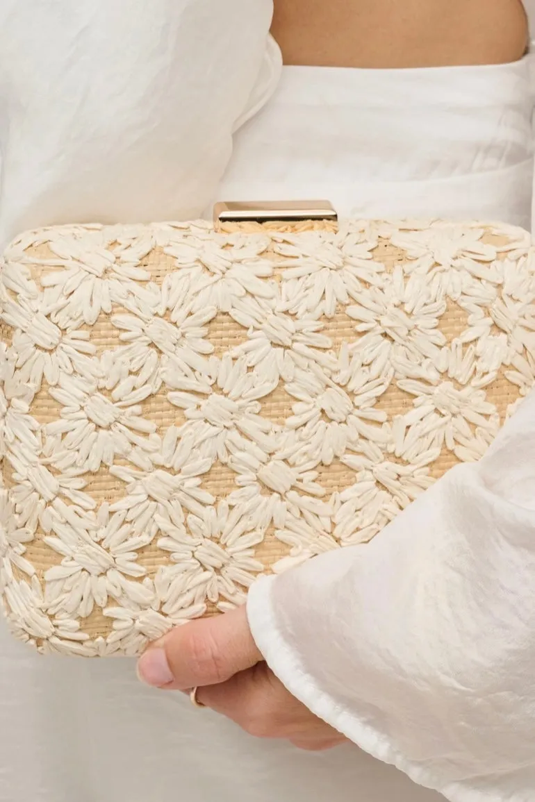 Rafia Floral Clutch (Ivory or Green)