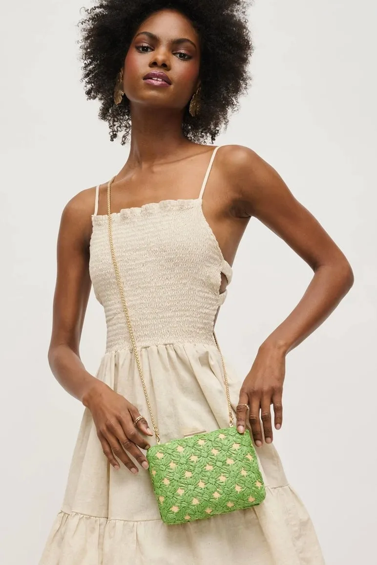 Rafia Floral Clutch (Ivory or Green)