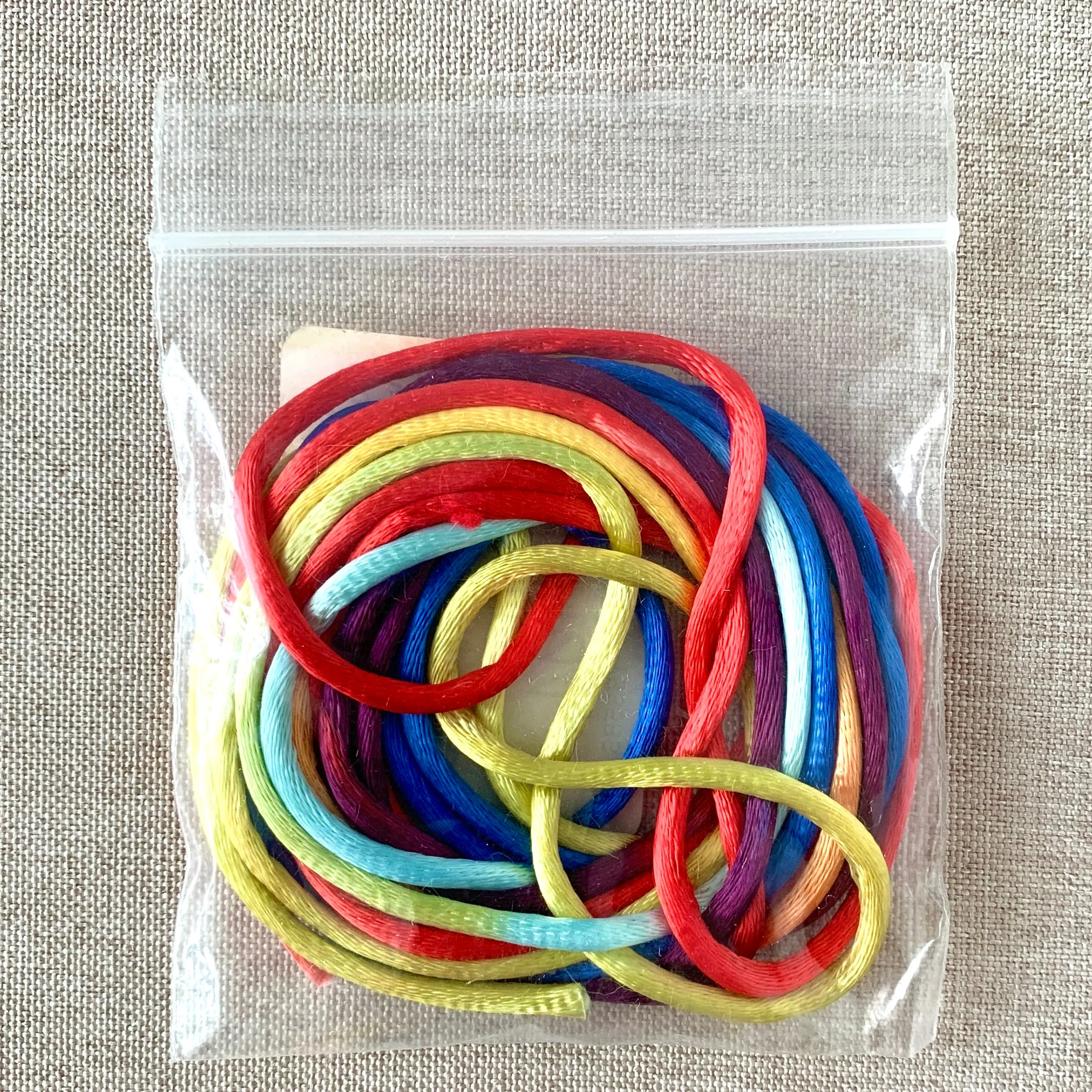 Rainbow Satin Rattail Cord - 2mm Cord - 10 Ft Package