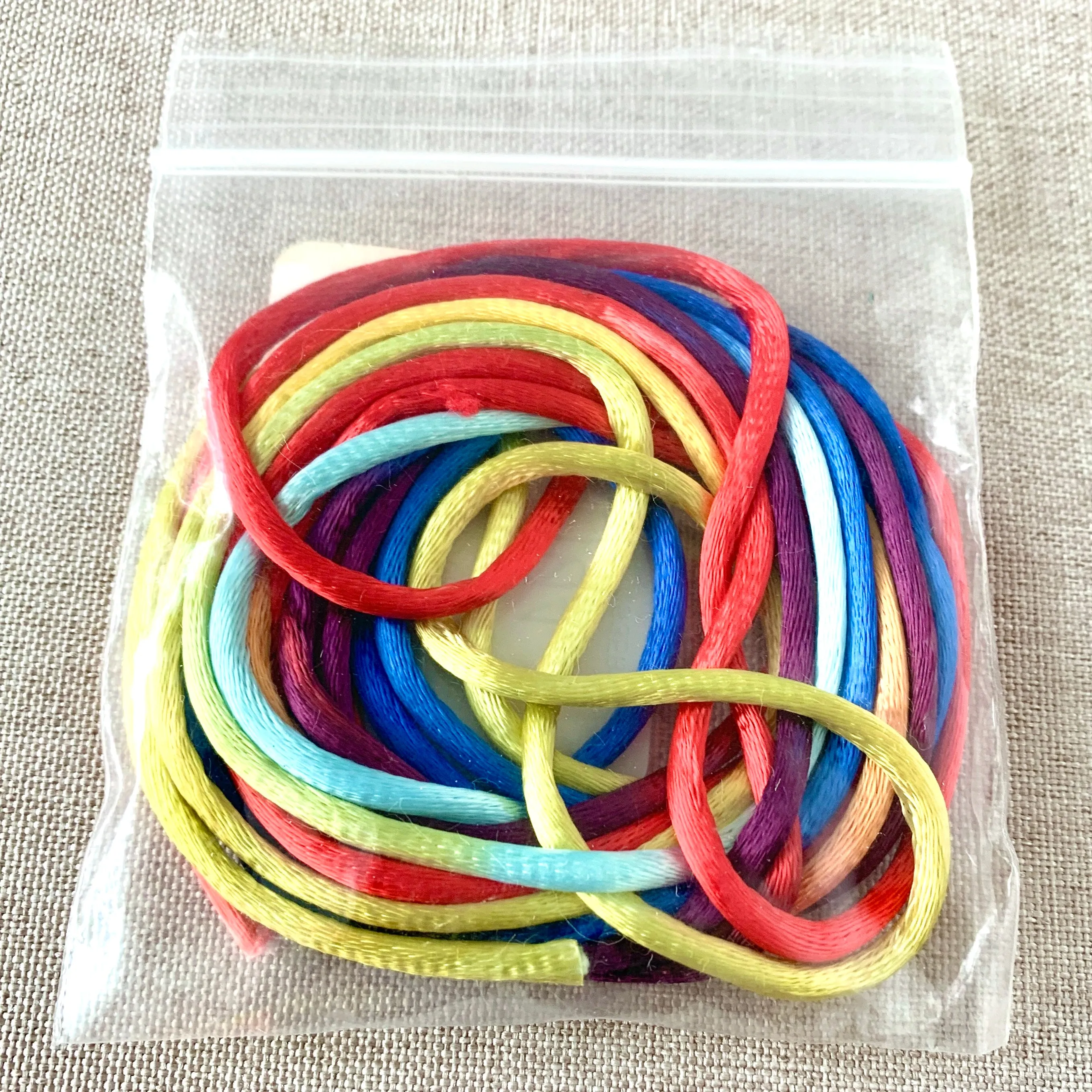 Rainbow Satin Rattail Cord - 2mm Cord - 10 Ft Package