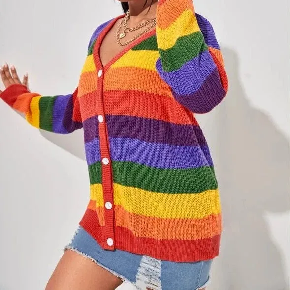 Rebel Rainbow Striped Cardigan
