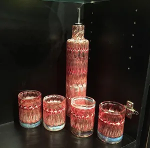 Red Wrap and Rake Drink Set with Ice Bucket by Ed Wolfe