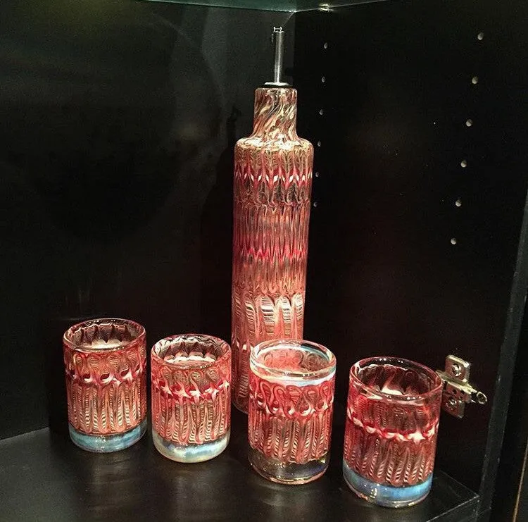 Red Wrap and Rake Drink Set with Ice Bucket by Ed Wolfe