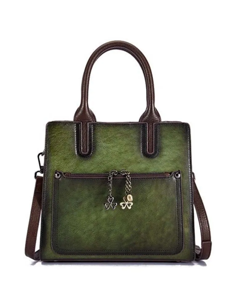 Retro Embossed Hand Rubbed Patchwork Fashion Handbag