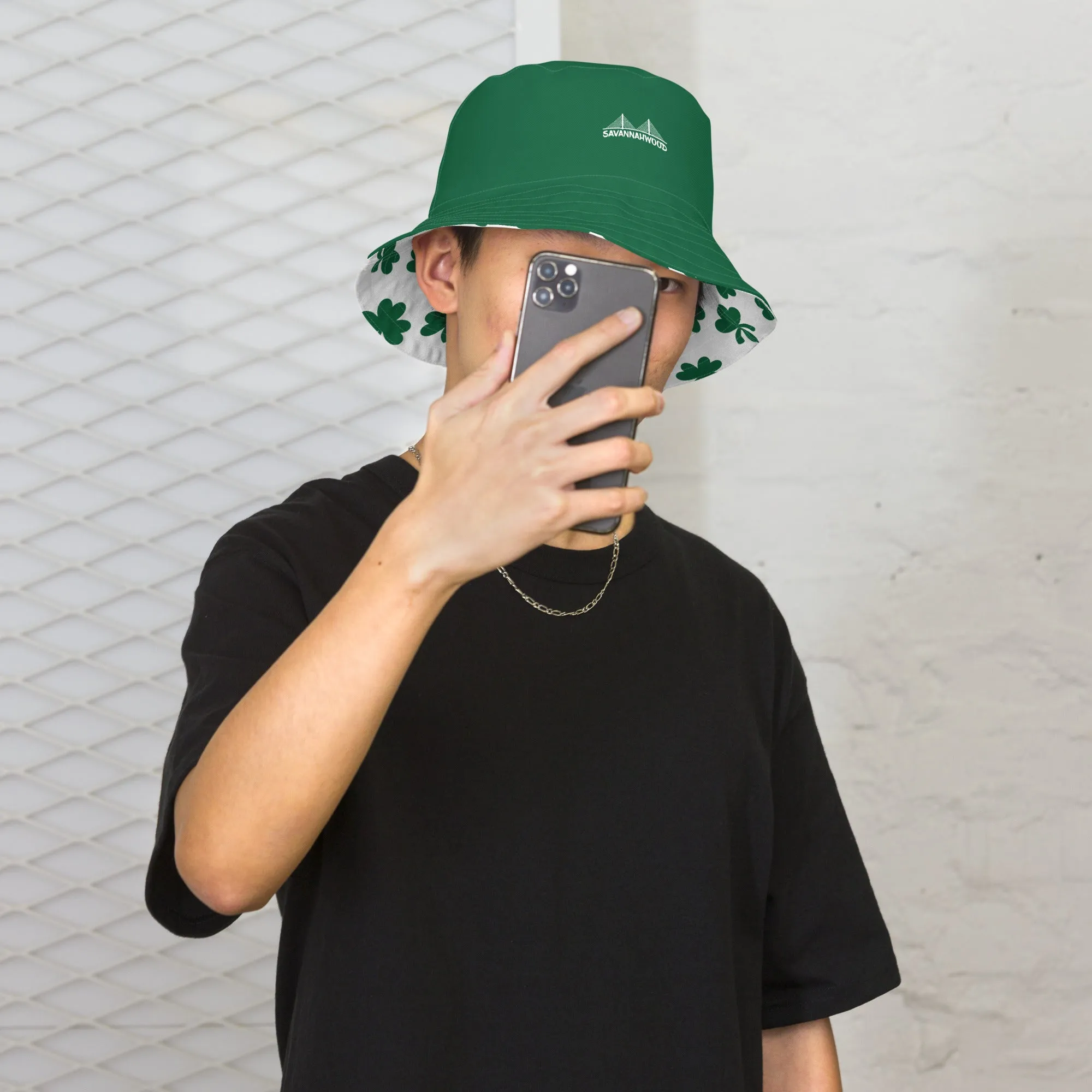 Reversible bucket hat Green Shamrock