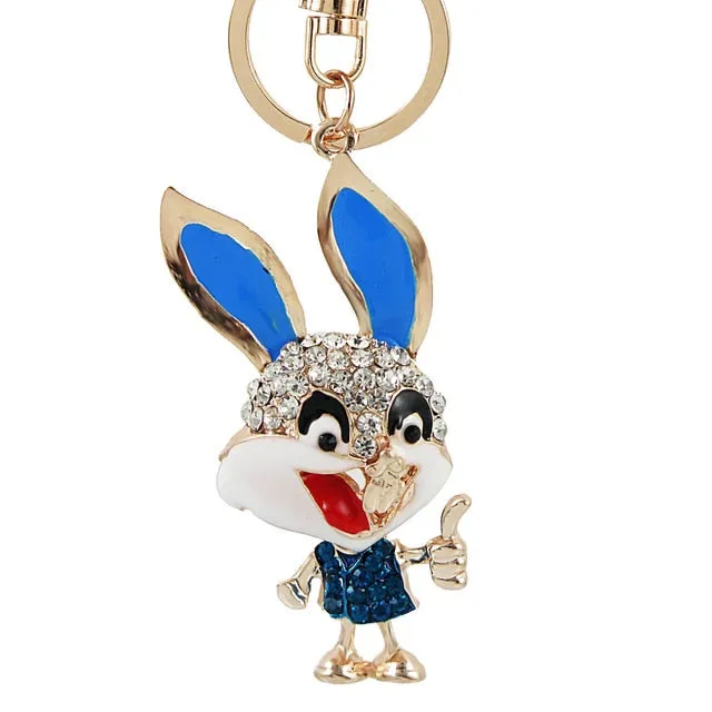 Rhinestone Crystal Elephant Keychain