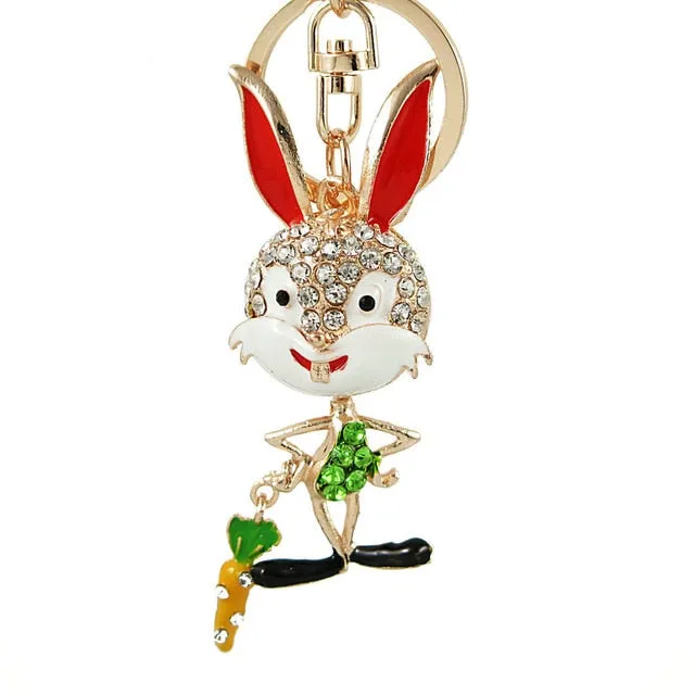 Rhinestone Crystal Elephant Keychain