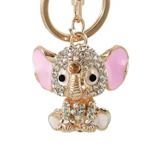 Rhinestone Crystal Elephant Keychain