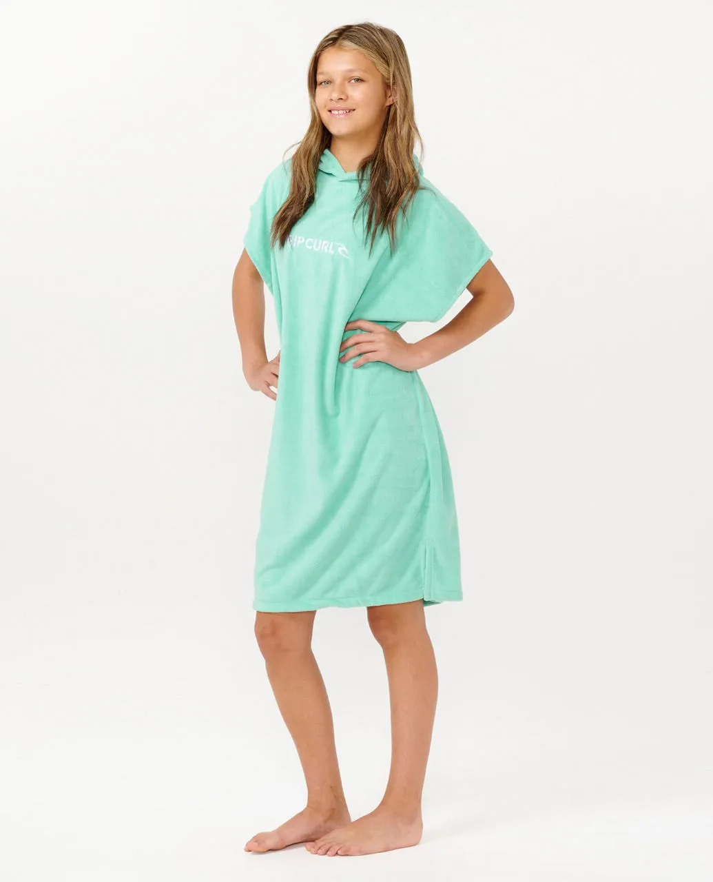 RIP CURL GIRLS CLASSIC SURF HOODED TOWEL - LIGHT GREEN