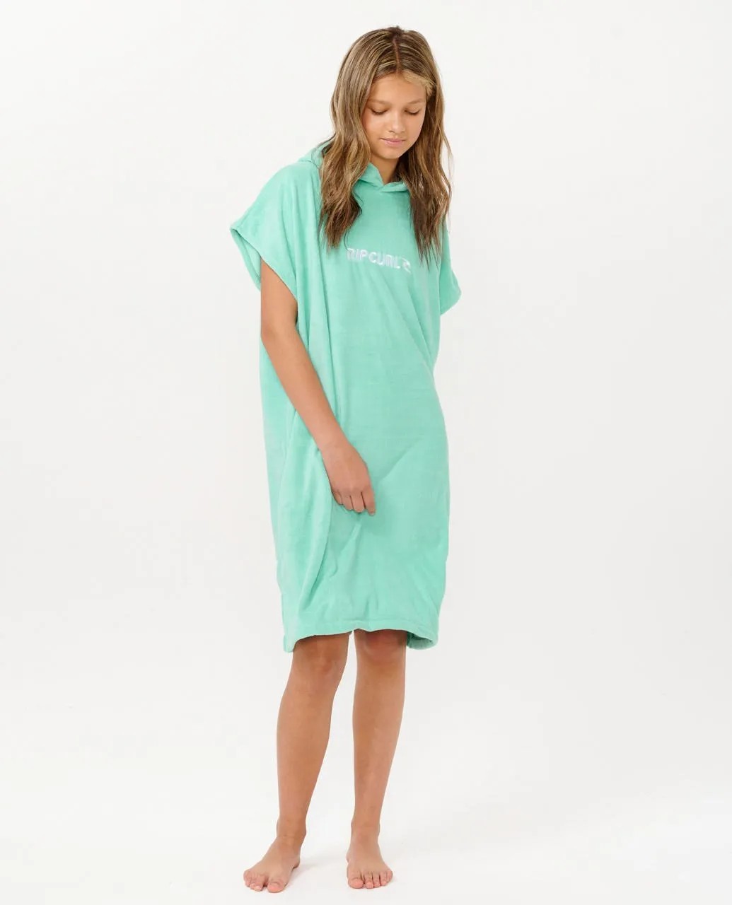 RIP CURL GIRLS CLASSIC SURF HOODED TOWEL - LIGHT GREEN
