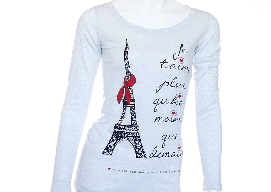 Romantic t-shirt - Paris - Je t'aime - Heather White