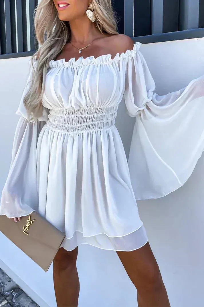 Ruffle Belle™ | Off-Shoulder Dress | Fixed Ruffles, Casual Style, Lightweight Fabric for Everyday Wear