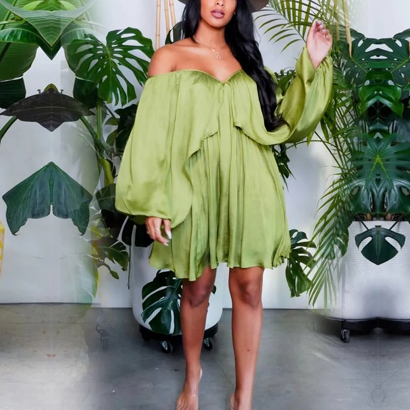 Ruffles Off  Shoulder Chiffon Dress