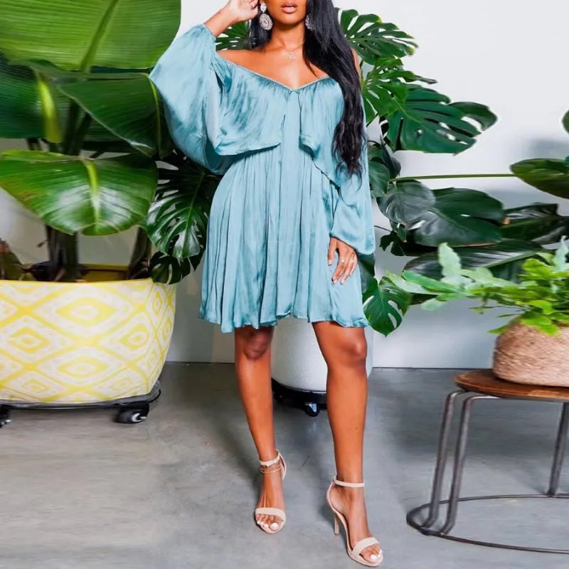 Ruffles Off  Shoulder Chiffon Dress
