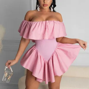 Ruffles Off Shoulder Mini Dress