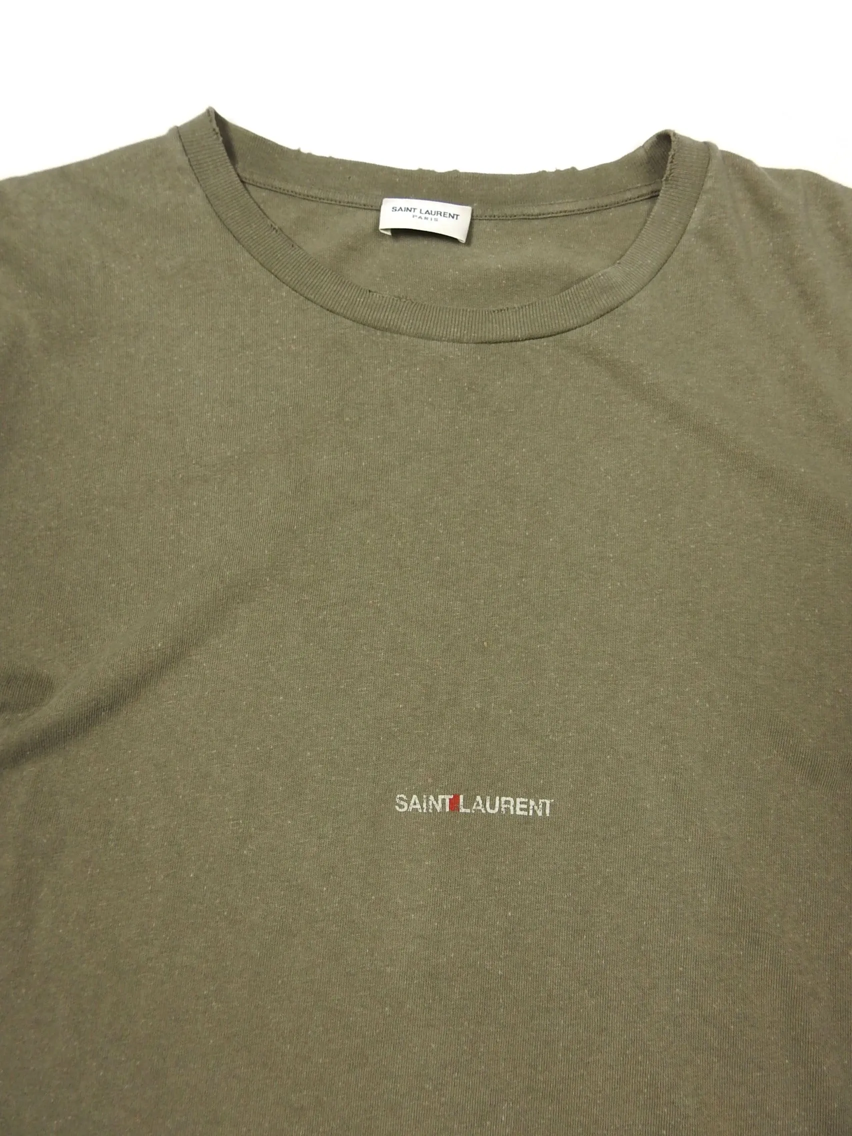 Saint Laurent Logo Distressed T-Shirt Size Large