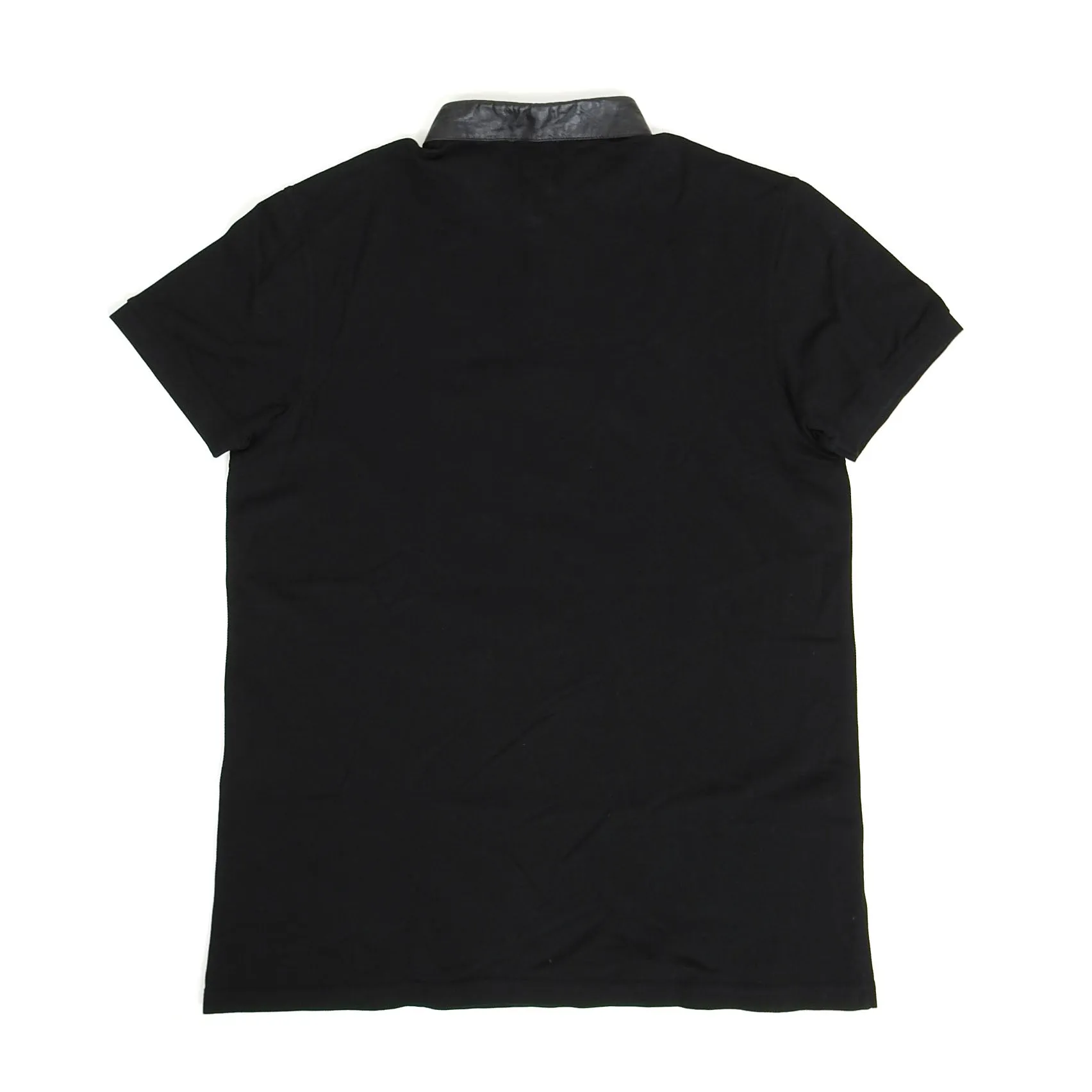 Saint Laurent Pique Polo with Leather Collar Size Large