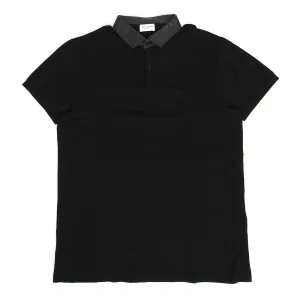 Saint Laurent Pique Polo with Leather Collar Size Large