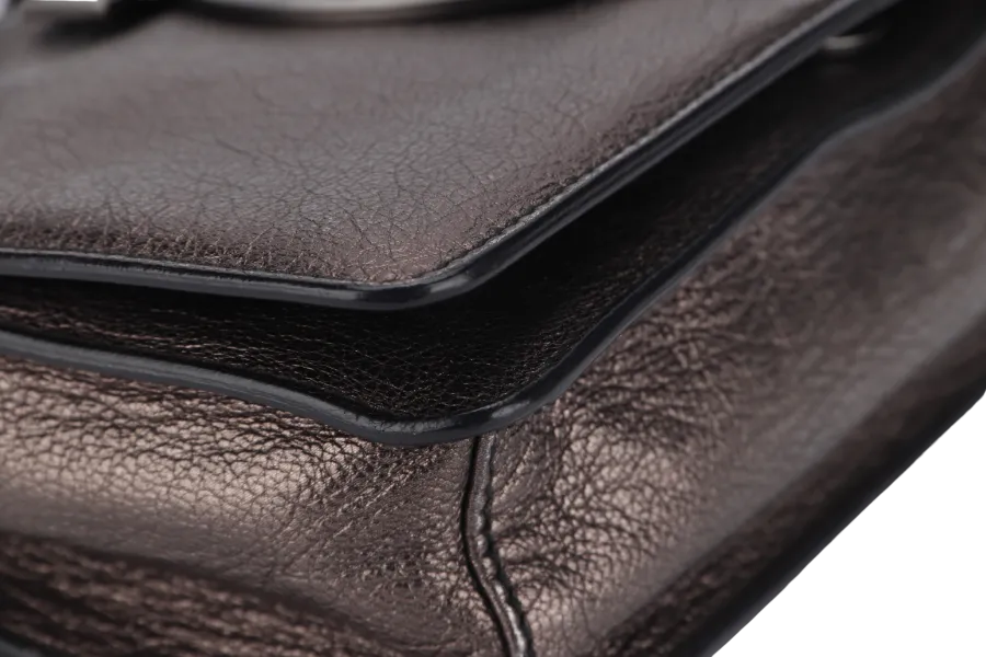 SALVATORE FERRAGAMO GANCINI CLUTCH (BW-21 A498) DARK GREY METALLIC RUTHENIUM HARDWARE NO DUTS COVER