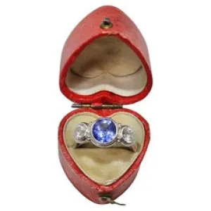 Sapphire Platinum Vintage Diamond Ring