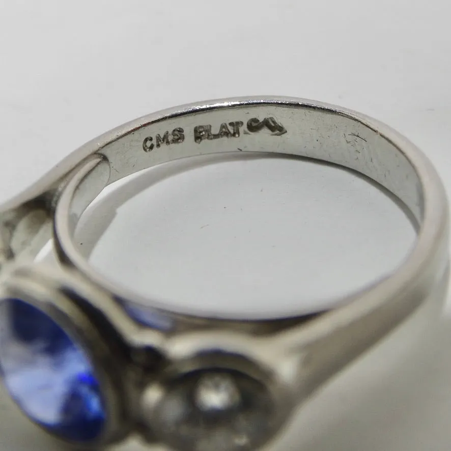 Sapphire Platinum Vintage Diamond Ring