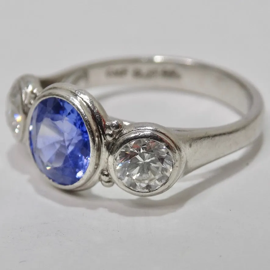 Sapphire Platinum Vintage Diamond Ring