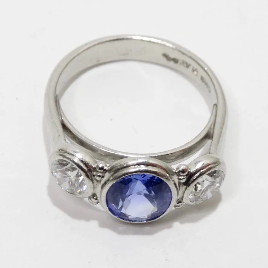Sapphire Platinum Vintage Diamond Ring