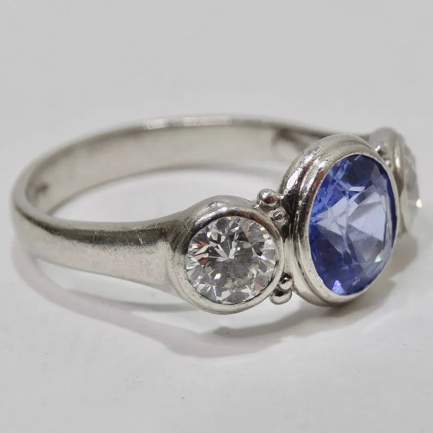 Sapphire Platinum Vintage Diamond Ring