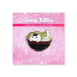 Sassy Kitties Sakura Matsuri Ramen Cat Enamel Pin