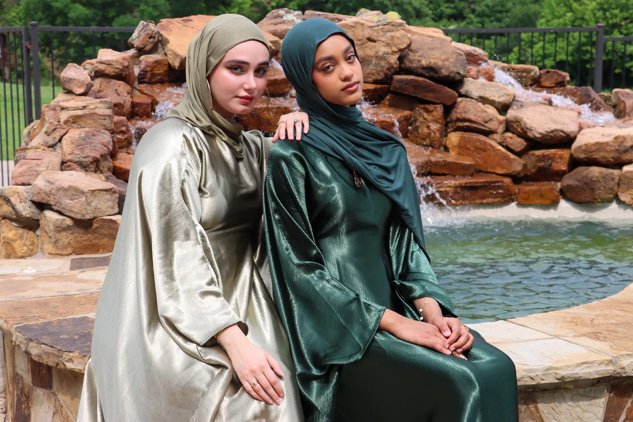 Satin Butterfly Kaftan - Emerald